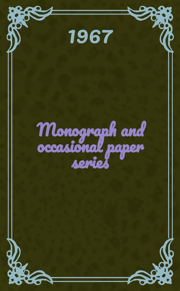 Monograph and occasional paper series : Program in comparative studies on Southern Asia. №5 : Regions and regionalism in South Asian studies: an exploratory study