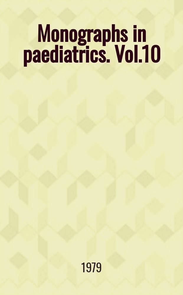 Monographs in paediatrics. Vol.10 : Recent advances in cystic fibrosis research