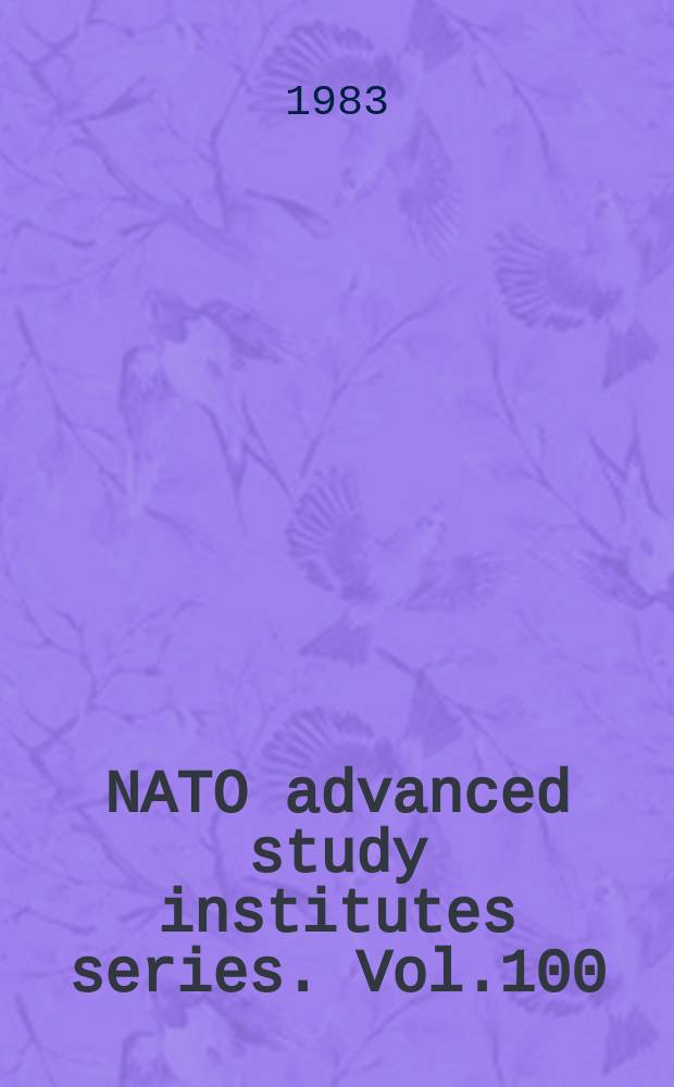 NATO advanced study institutes series. Vol.100 : The coordination chemistry of metaloenzymes