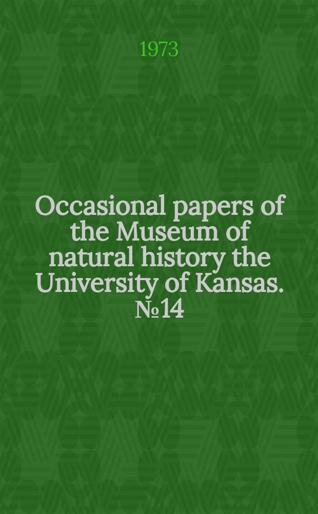 Occasional papers of the Museum of natural history the University of Kansas. №14 : A Pennsylvanian Dissorophid Amphibian from Kansas