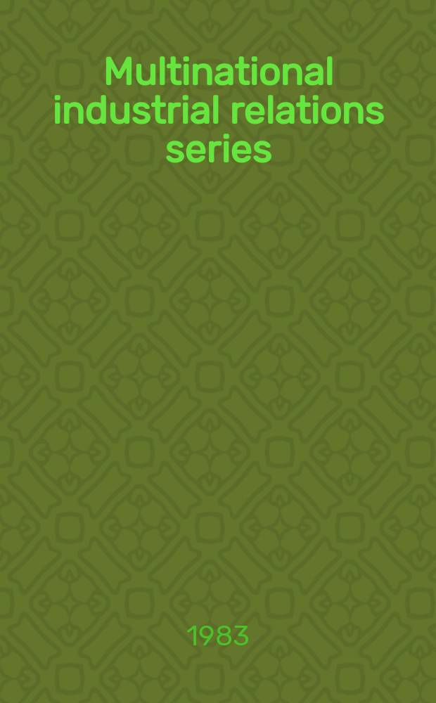 Multinational industrial relations series