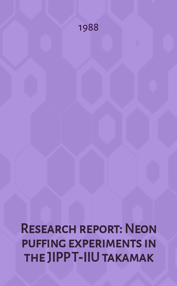 Research report : Neon puffing experiments in the JIPP T-IIU takamak