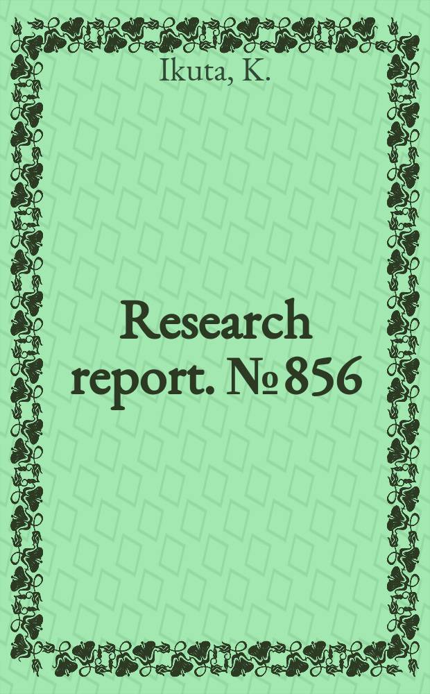 Research report. №856 : Magneto-inertia confinement approach (MICA) ...