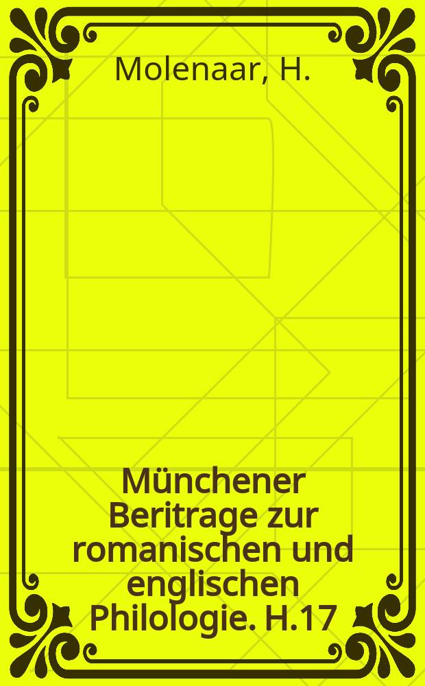 Münchener Beritrage zur romanischen und englischen Philologie. H.17 : Robert Burns Beziehungen zur Litteratur