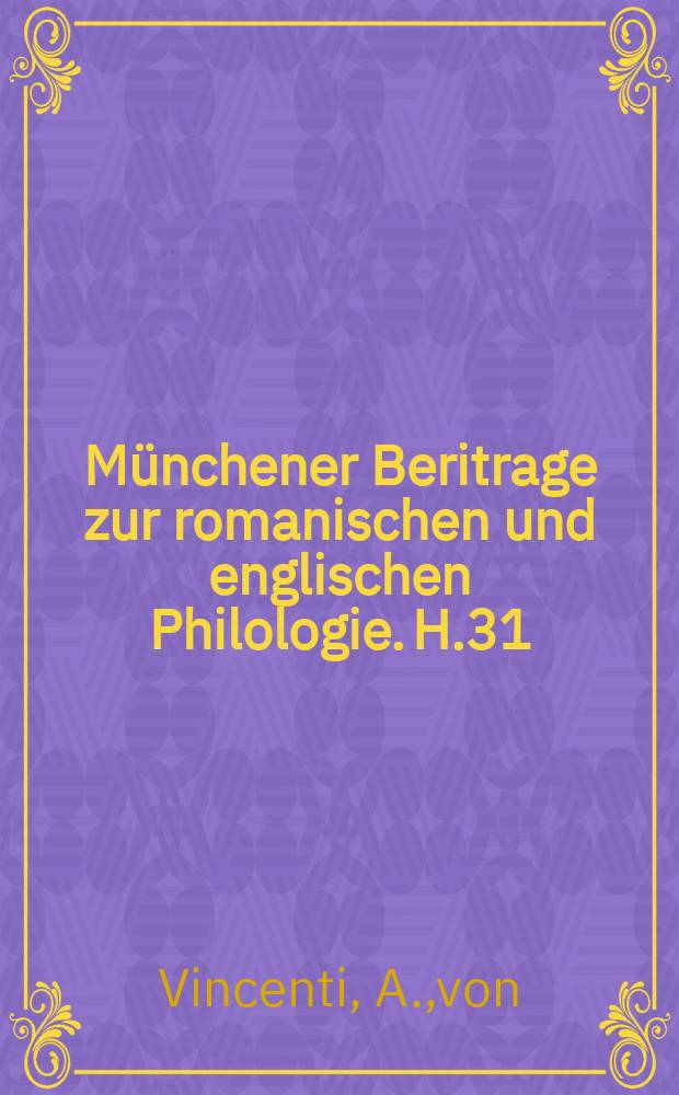 Münchener Beritrage zur romanischen und englischen Philologie. H.31 : Die altenglischen Dialoge von Salomon und Saturn