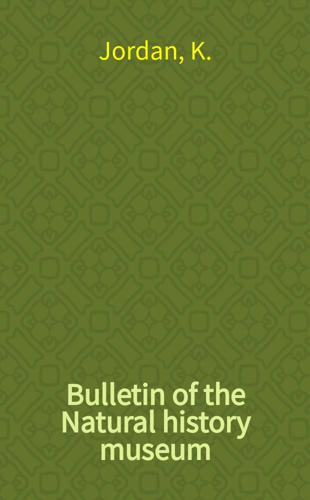 Bulletin of the Natural history museum : Formerly Bulletin of the British museum (Natural history). Vol.6 №7 : A Contribution to the taxonomy of Stenoponia J. & R. (1911), a genus of Palaearctic and Nearctic Fleas