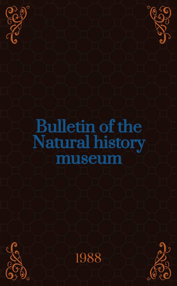 Bulletin of the Natural history museum : Formerly Bulletin of the British museum (Natural history). Vol.56 №4 : A revision of some Afrotropical genera...