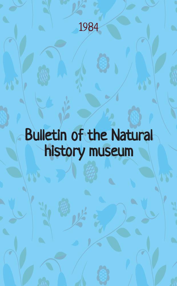 Bulletin of the Natural history museum : Formerly Bulletin of the British museum (Natural history). Vol.38 №1 : New Tertiary pycnodonts...