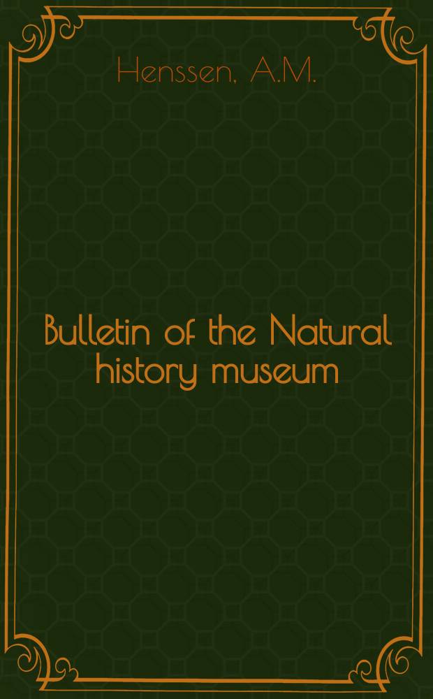 Bulletin of the Natural history museum : Formerly Bulletin of the British museum (Natural history). Vol.10, №4 : The lichen genus Steinera