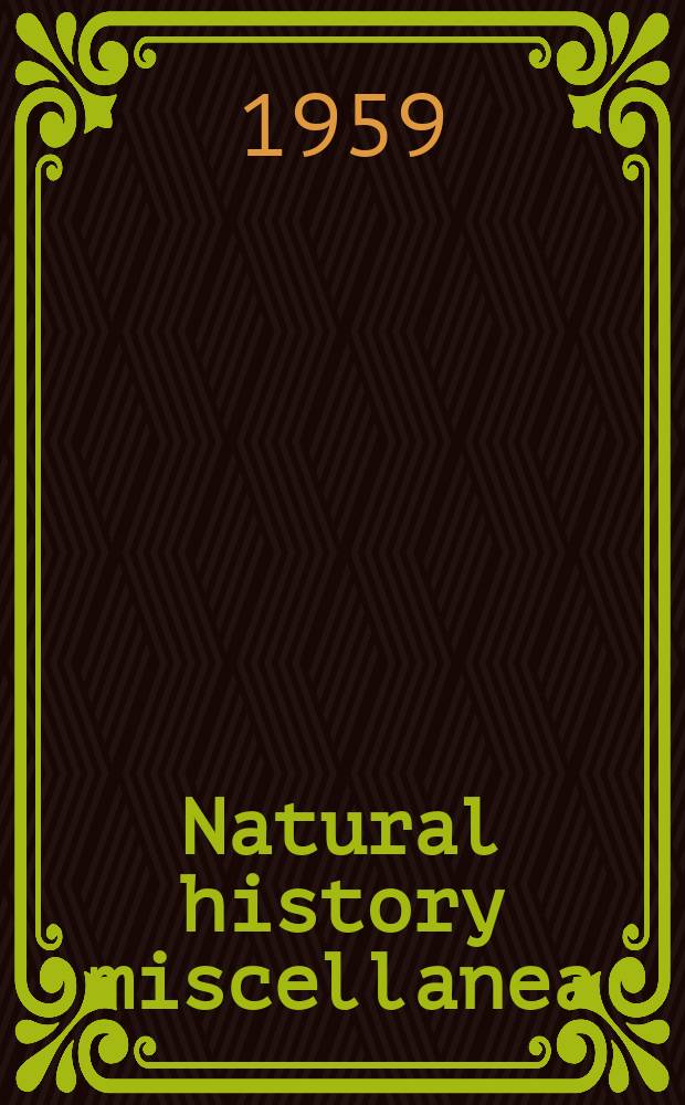 Natural history miscellanea : Publ. by the Chicago acad. of sciences. №167 : Name changes and nomenclatural stability