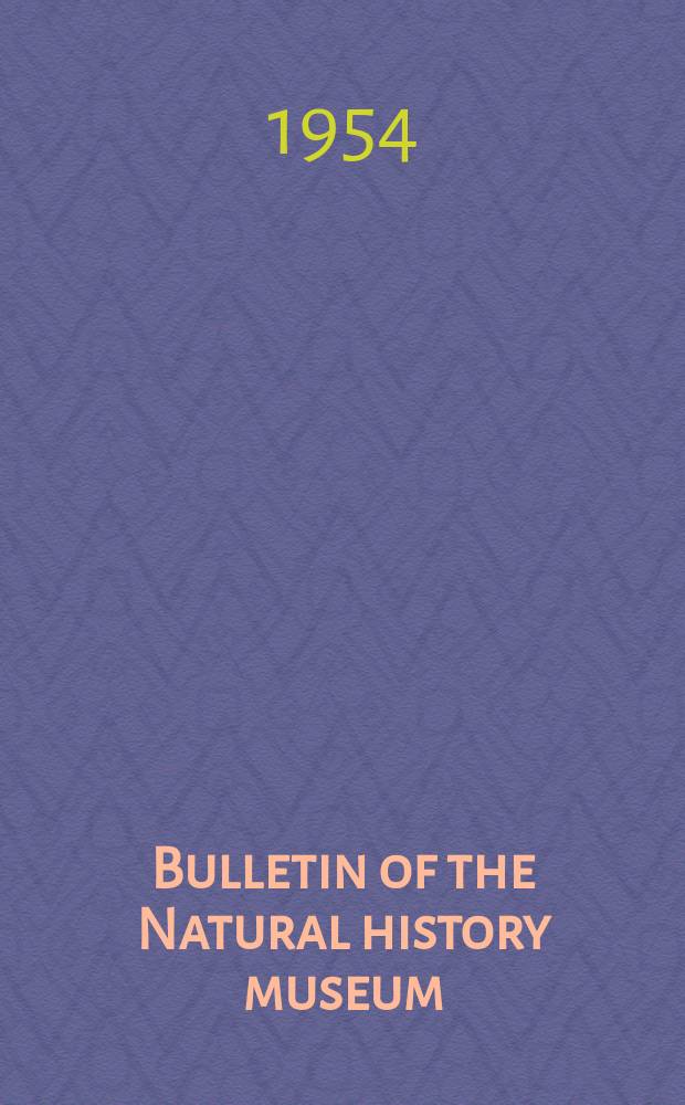 Bulletin of the Natural history museum : Formerly Bulletin of the British museum (Natural history). Vol.2, №6 : The "Rosaura" expedition 1937-1938