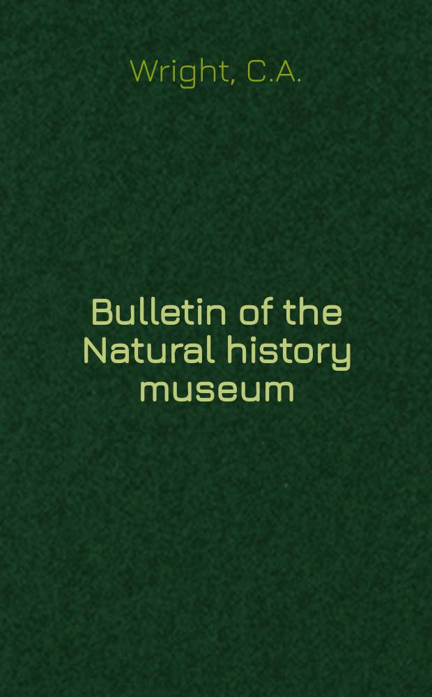 Bulletin of the Natural history museum : Formerly Bulletin of the British museum (Natural history). Vol.5, №1 : Studies on the structure and taxonomy of Bulinus jousseaumei (Dautzenberg)