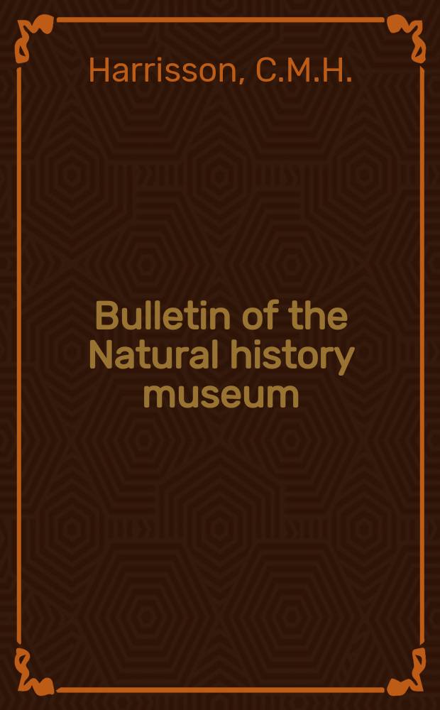 Bulletin of the Natural history museum : Formerly Bulletin of the British museum (Natural history). Vol.14, №8 : On the first halosaur leptocephalus: from Madeira