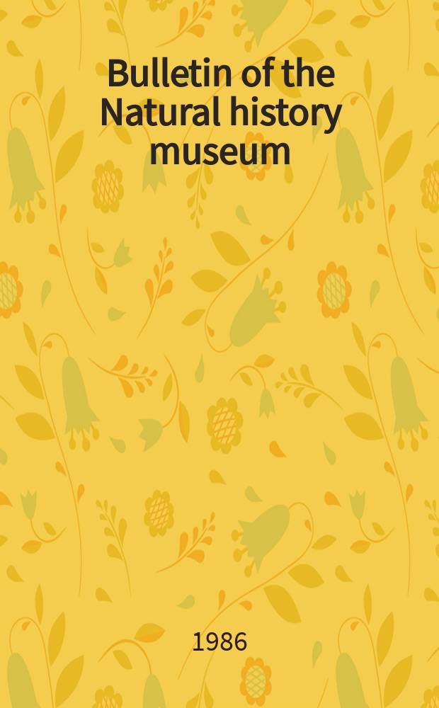 Bulletin of the Natural history museum : Formerly Bulletin of the British museum (Natural history). Vol.50, №3 : A review of the genus Hydrocynus ...