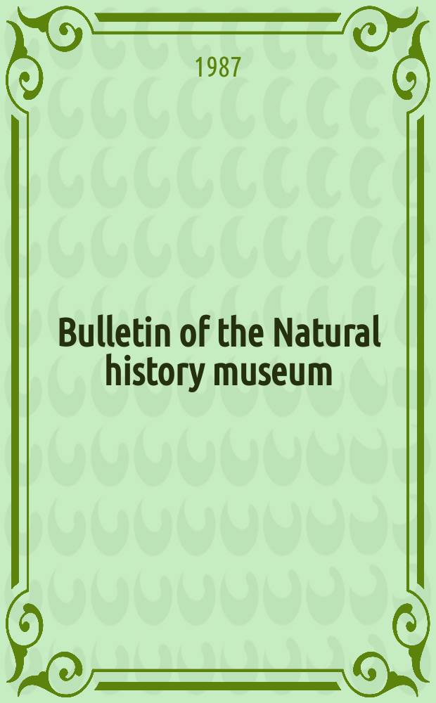 Bulletin of the Natural history museum : Formerly Bulletin of the British museum (Natural history). Vol.52, №3 : Notes on spiders of the family Salticidae