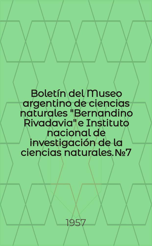 Boletín del Museo argentino de ciencias naturales "Bernandino Rivadavia" e Instituto nacional de investigación de la ciencias naturales. №7 : Método sencillo para la conservación de una solución de cianuro