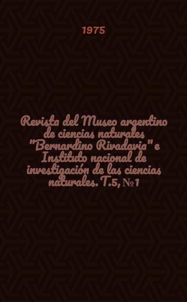 Revista del Museo argentino de ciencias naturales "Bernardino Rivadavia" e Instituto nacional de investigación de las ciencias naturales. T.5, №1 : Equinodermos antárticos