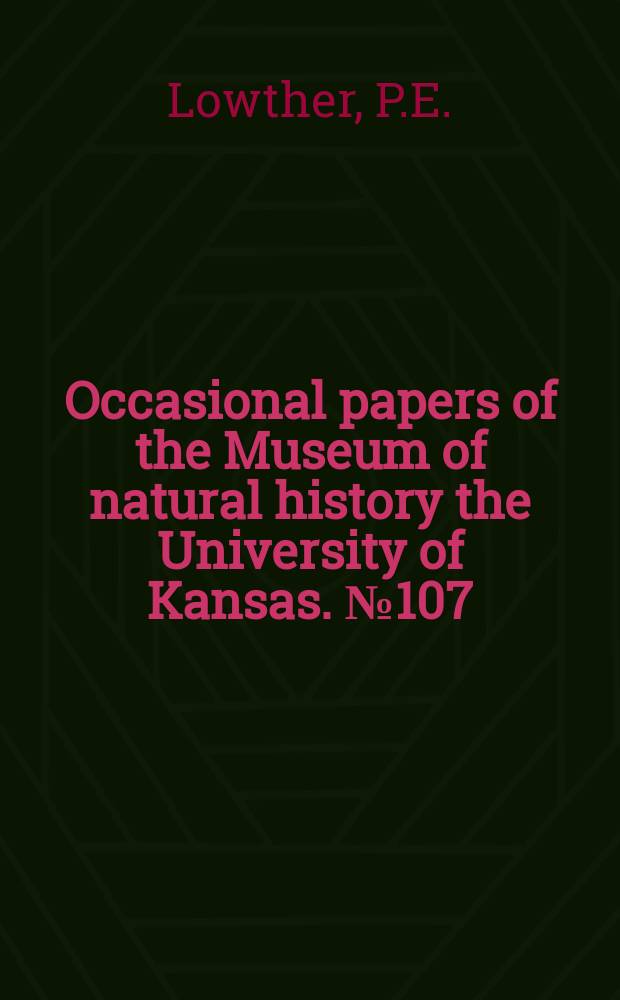 Occasional papers of the Museum of natural history the University of Kansas. №107 : Breeding biology of House Sparrows