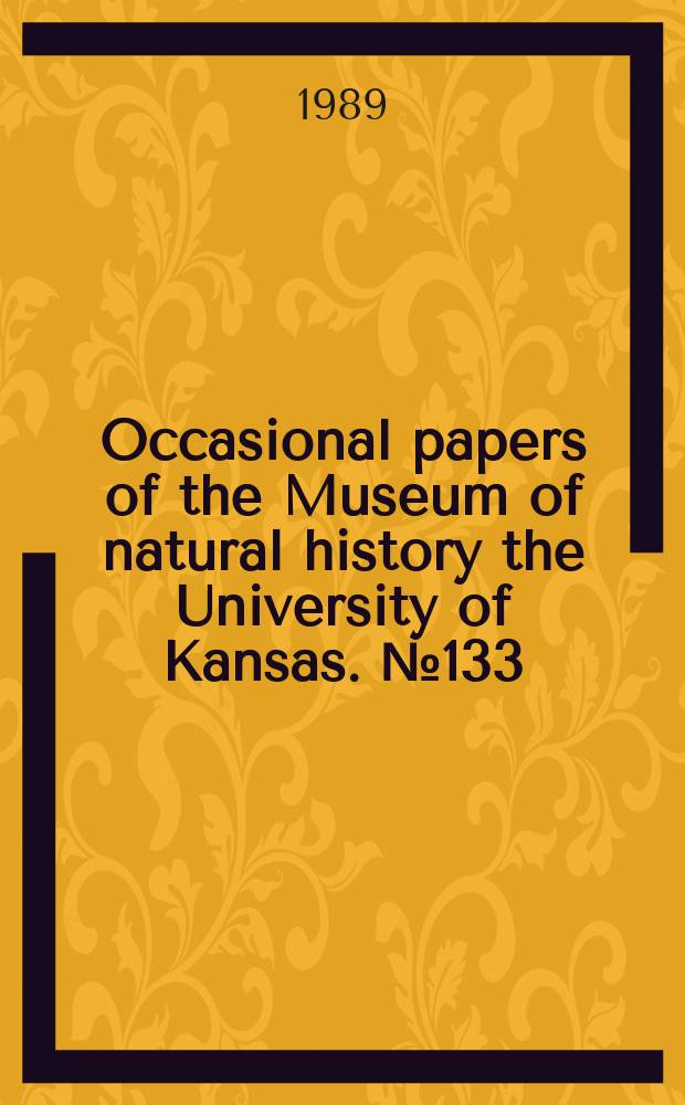 Occasional papers of the Museum of natural history the University of Kansas. №133 : Owl feeding habits on small mammals