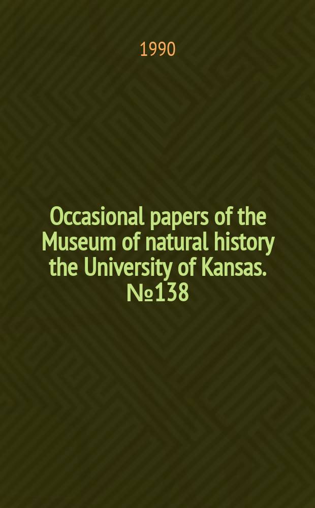 Occasional papers of the Museum of natural history the University of Kansas. №138 : A new species of Leptodactylid frog, genus ...