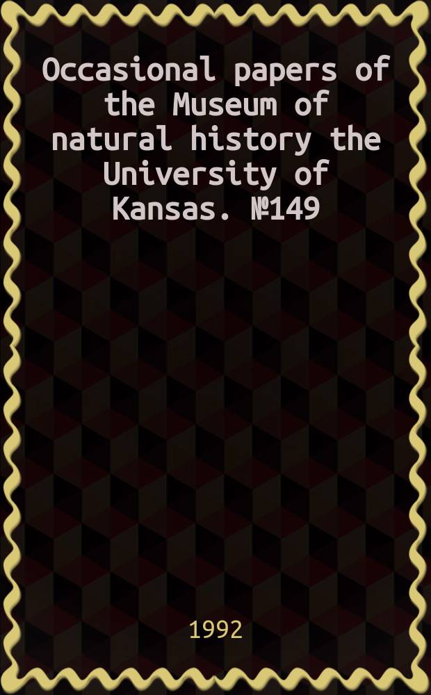 Occasional papers of the Museum of natural history the University of Kansas. №149 : A new species of Odontostible (Teleostei, Characidae) ...