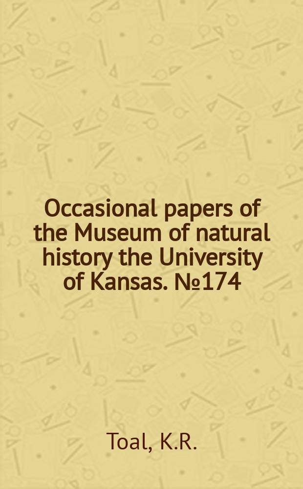 Occasional papers of the Museum of natural history the University of Kansas. №174 : A new species of Hyla ...