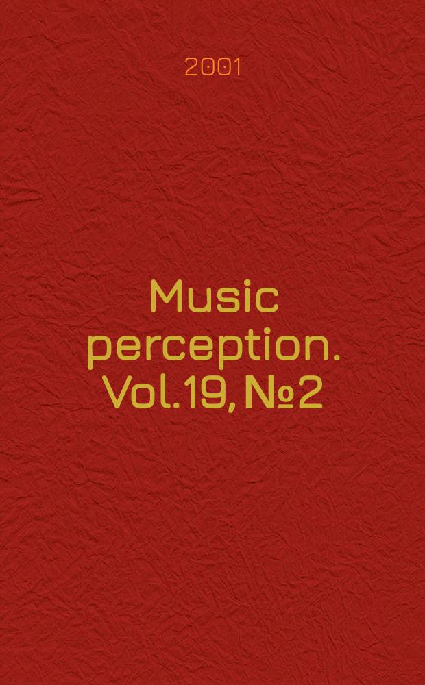 Music perception. Vol.19, №2
