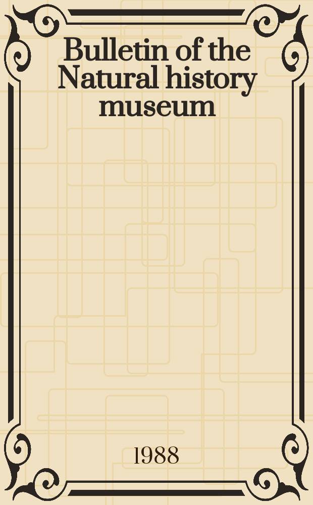 Bulletin of the Natural history museum : Formerly Bulletin of the British museum (Natural history). Vol.54, №4 : Echinoderms of the Rockall Trough and adjacent areas
