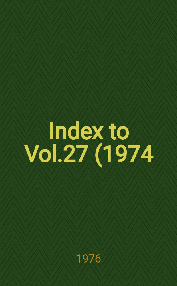 Index to Vol.27 (1974)