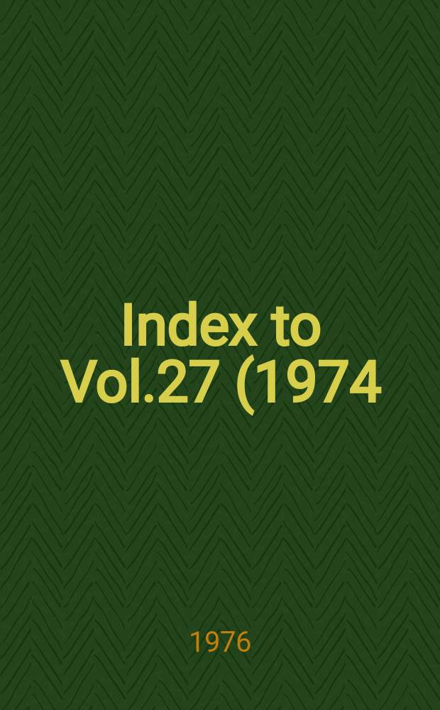 Index to Vol.27 (1974)