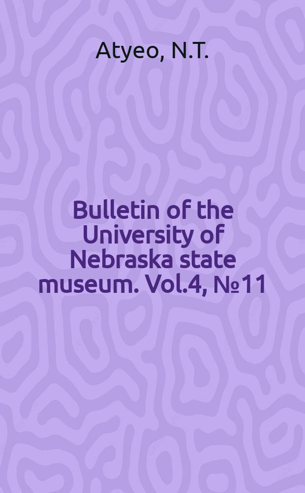 Bulletin of the University of Nebraska state museum. Vol.4, №11 : Tarsocheylidae, a new family of prostigmatic mites (Acarina)