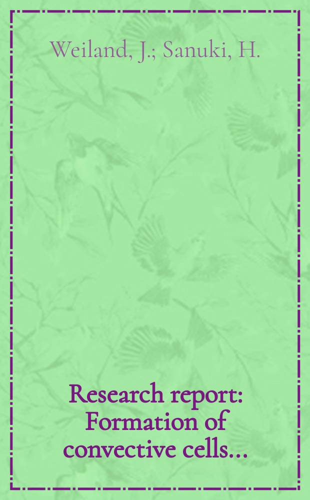 Research report : Formation of convective cells ...