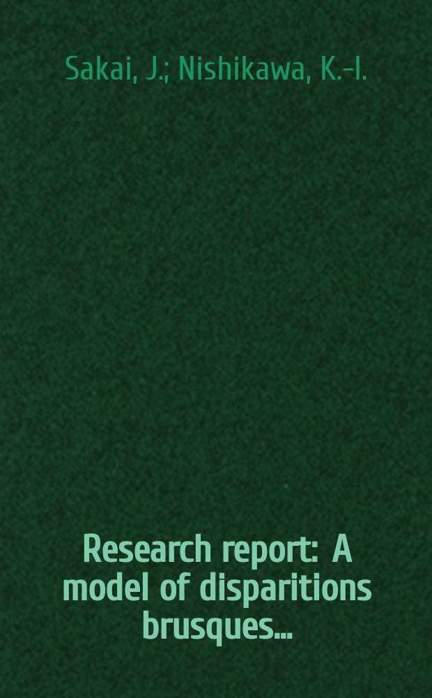 Research report : A model of disparitions brusques ...