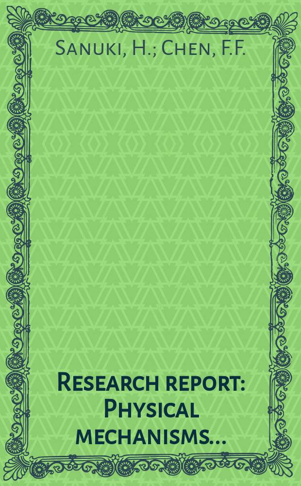 Research report : Physical mechanisms ...