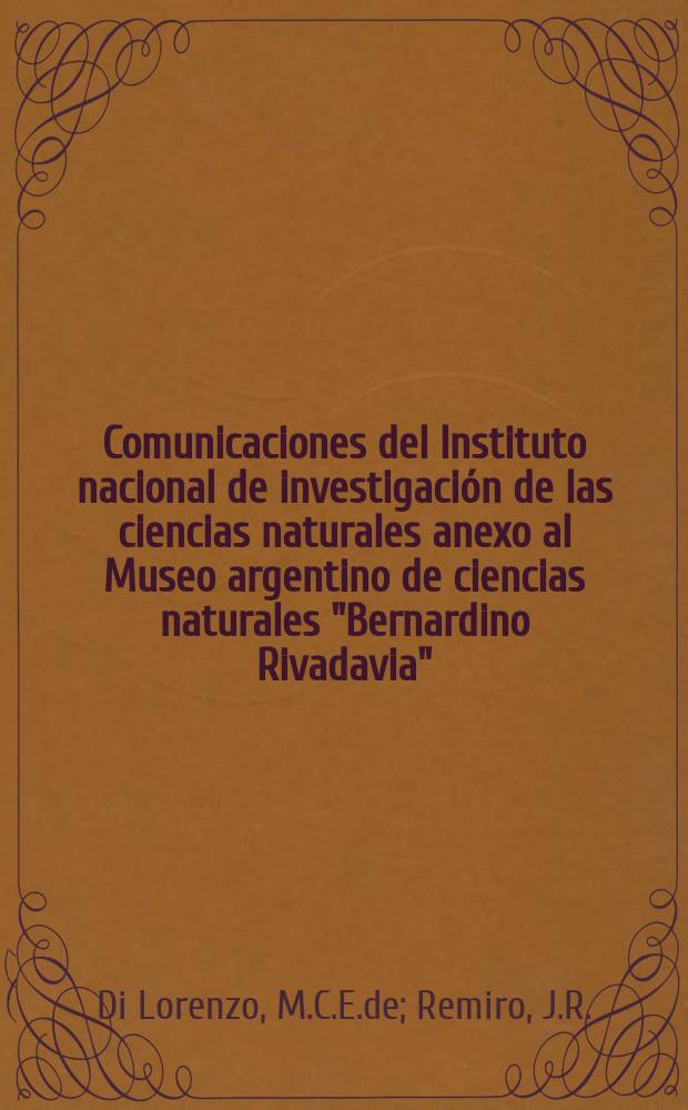 Comunicaciones del Instituto nacional de investigación de las ciencias naturales anexo al Museo argentino de ciencias naturales "Bernardino Rivadavia". T.1, №18 : Estudio de la arena volcánica caída en mayo de 1960 en Valdivia (Chile) y San Carlos de Bariloche (Argentina)