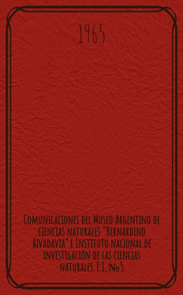 Comunicaciones del Museo Argentino de ciencias naturales "Bernardino Rivadavia" e Instituto nacional de investigación de las ciencias naturales. T.1, №5 : Notas acerca del "Potamotrygon hystrix" y del "Potamotrygon falkneri" en la cuenca del Plata