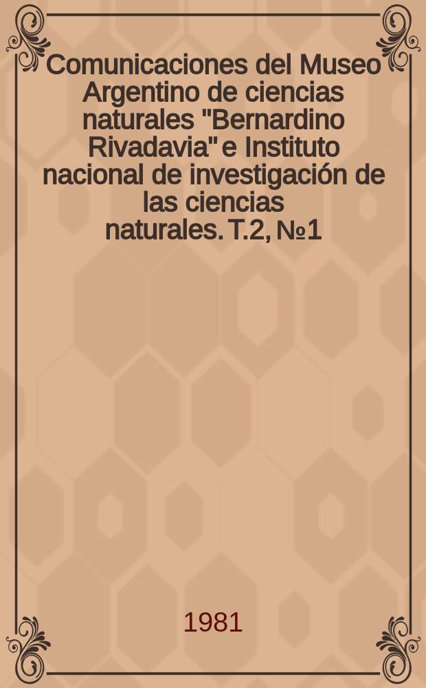 Comunicaciones del Museo Argentino de ciencias naturales "Bernardino Rivadavia" e Instituto nacional de investigación de las ciencias naturales. T.2, №1 : Fauna de agua dulce de la Republica