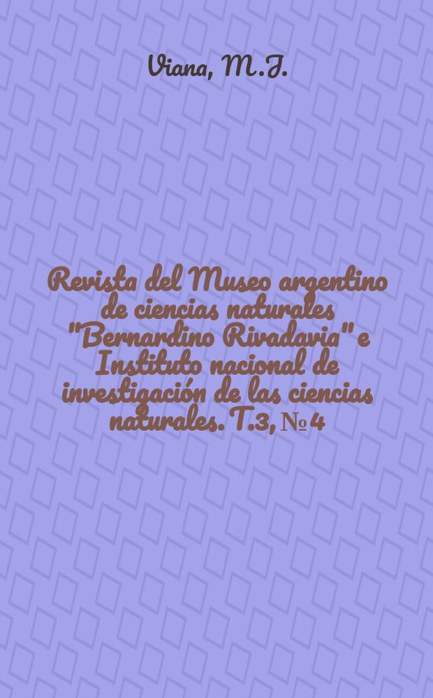 Revista del Museo argentino de ciencias naturales "Bernardino Rivadavia" e Instituto nacional de investigación de las ciencias naturales. T.3, №4 : Aporte al catalogo de Cerambycidae...