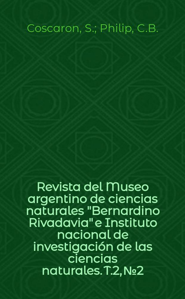Revista del Museo argentino de ciencias naturales "Bernardino Rivadavia" e Instituto nacional de investigación de las ciencias naturales. T.2, №2 : Revisión del genero "Dasy basis" Macquart en la región neotropical (Diptera - Tabanidae)