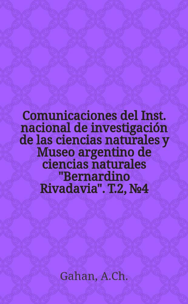 Comunicaciones del Inst. nacional de investigación de las ciencias naturales y Museo argentino de ciencias naturales "Bernardino Rivadavia". T.2, №4 : El genero Ariathisa