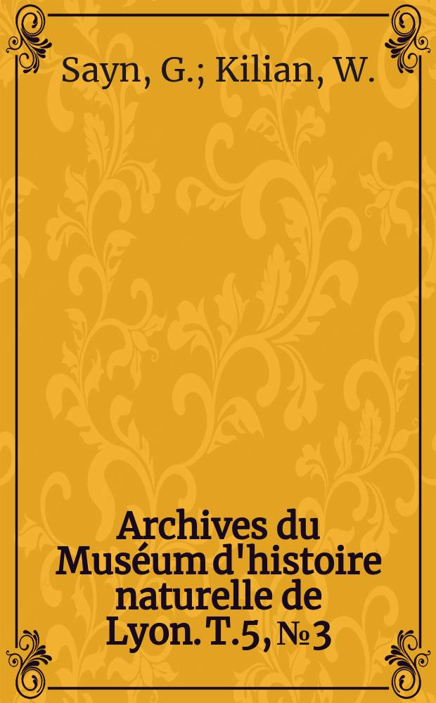 Archives du Muséum d'histoire naturelle de Lyon. T.5, №3 : Contribution a l'étude des Céphalopodes crétacés du Sud-est de la France
