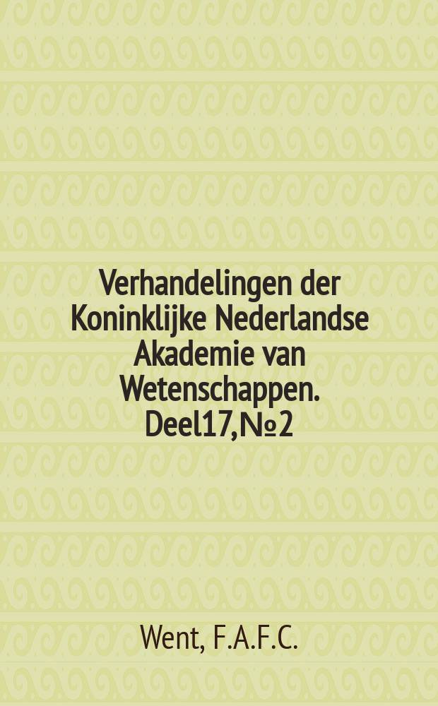 Verhandelingen der Koninklijke Nederlandse Akademie van Wetenschappen. Deel17, №2 : Untersuchungen ueber Podostemaceen