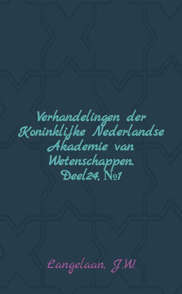 Verhandelingen der Koninklijke Nederlandse Akademie van Wetenschappen. Deel24, №1 : On muscle tonus