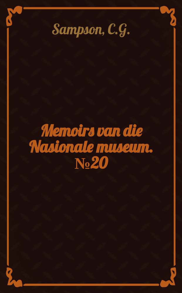 Memoirs van die Nasionale museum. №20 : Atlas of Stone Age settlement in the central ...