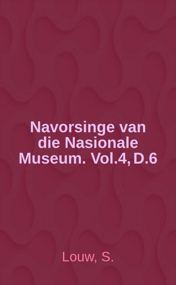 Navorsinge van die Nasionale Museum. Vol.4, D.6 : A new species of Hyomora Pascoe (Coleoptera ...)