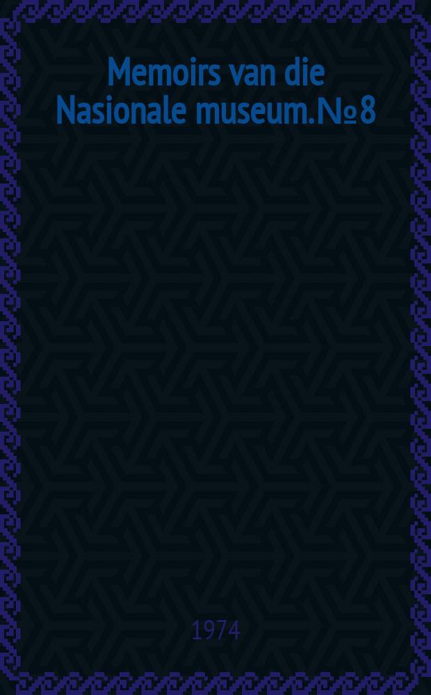 Memoirs van die Nasionale museum. №8 : A behavioural study of blesbok, Damaliscus dorcas phillipsi with special reference to territoriality