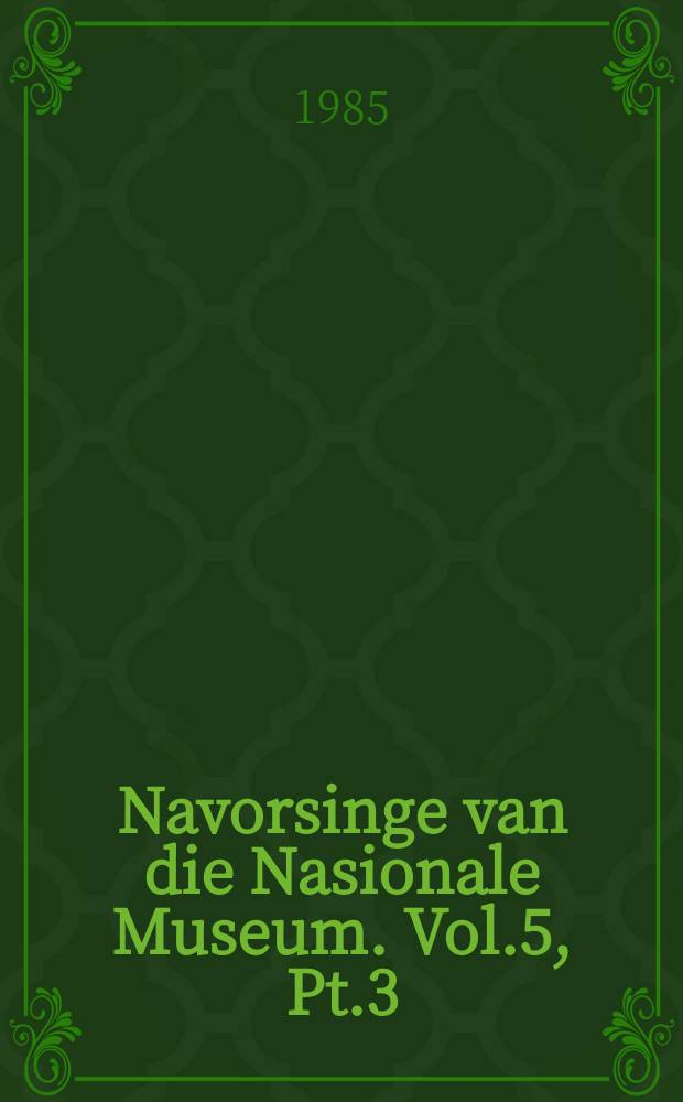 Navorsinge van die Nasionale Museum. Vol.5, Pt.3 : A description of the social, agressive ...