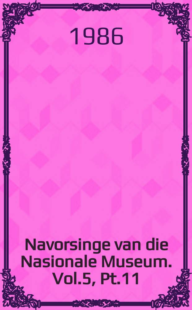 Navorsinge van die Nasionale Museum. Vol.5, Pt.11 : The ecology of the Lesser dwarf shrew, Suncus varilla with ...