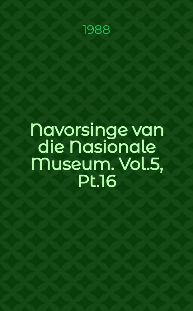 Navorsinge van die Nasionale Museum. Vol.5, Pt.16 : The diet of the rhombic skaapsteker, Psammophylax ...