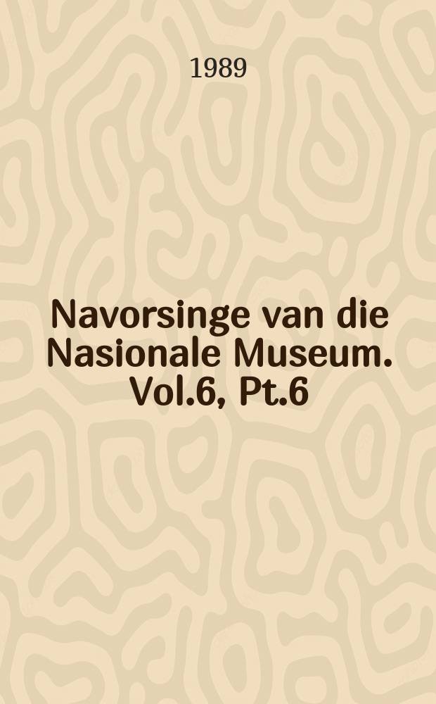 Navorsinge van die Nasionale Museum. Vol.6, Pt.6 : The genus Zetorchestes Berlese, 1888 ...